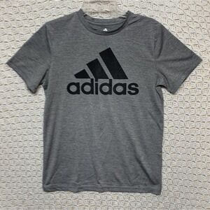Adidas T-Shirt Boys L  (14/16 Climalite Gray Logo Short Sleeve‎ Crewneck